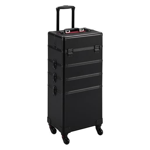 Trolley Estetista Professionale - Valigetta Trucchi Con Ruote, Cassetti, Nero Scuro - Foto 6