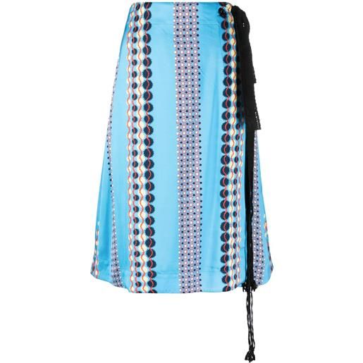 Wales Bonner gonna con stampa geometrica con nodo - blu