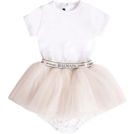 Balmain Kids abito con inserti - bianco