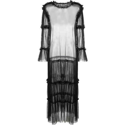 MM6 Maison Margiela blusa semi trasparente con ruches - nero