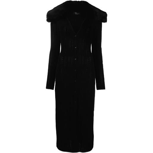 Blumarine abito con collo in finta pelliccia - nero