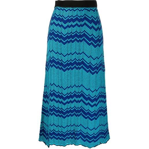 Wales Bonner gonna midi palm con motivo a zig zag - blu