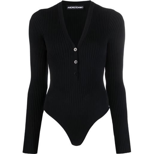 ANDREĀDAMO body a coste con maniche lunghe - nero