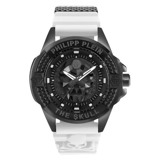 Philipp Plein unisex uhr analog quarz the $kull silikon, nero/bianco - pwaaa2624, bracciale