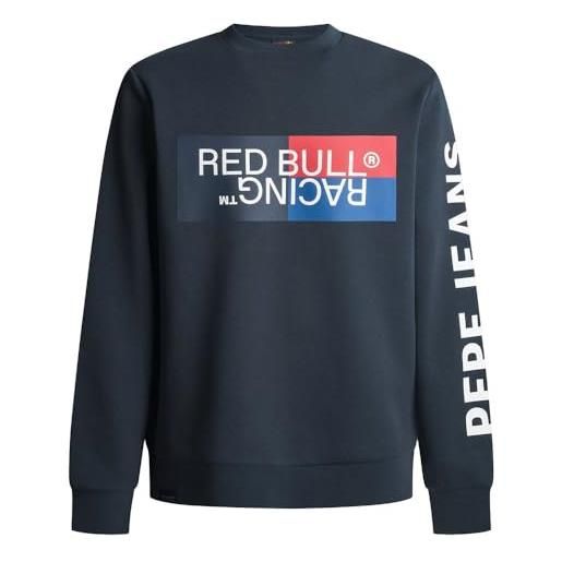 Pepe Jeans red bull racing x Pepe Jeans rbr colour block graphic crew, maglia di tuta uomo, blue (dulwich blue), 