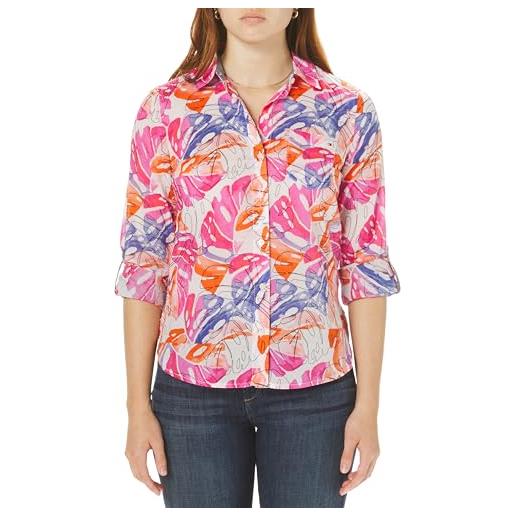 Tommy Hilfiger polo classica a maniche corte da donna, bianco brillante multicolore, xs