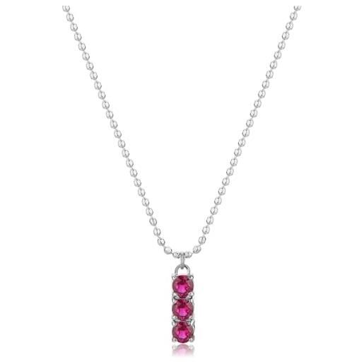 Collana VIKI LYNN In Argento 925 Con Ciondolo Gatto Sulla Luna | Catena 40+5 Cm | Con Zircone Rosso | Regalo Per Amanti Dei Gatti - 3