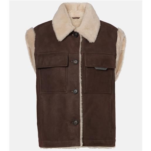 Brunello Cucinelli gilet in suede foderato in shearling