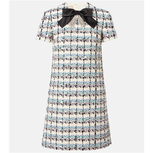 Valentino miniabito in tweed a quadri con decorazioni