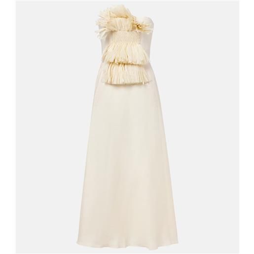 Johanna Ortiz abito lungo in lino con decorazioni