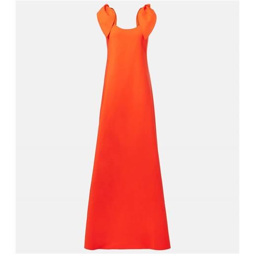 Oscar de la Renta abito lungo in misto lana con fiocco