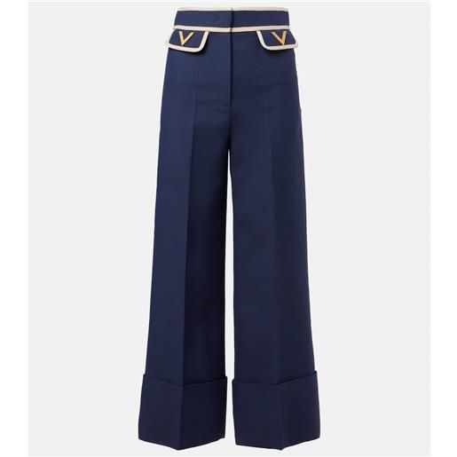 Valentino pantaloni vgold in crepe couture a gamba larga