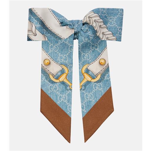 Gucci scrunchie horsebit in twill di seta con stampa