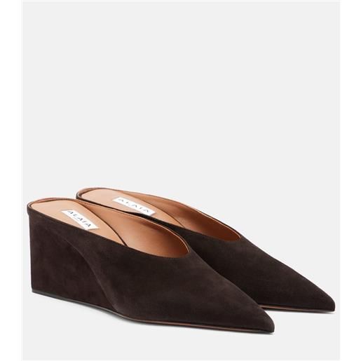 Alaia alaã¯a mules cube 75 in suede con zeppa