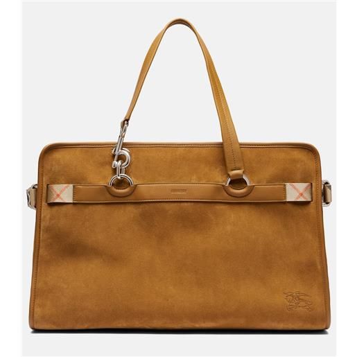 Burberry borsa da viaggio b clip holdall in suede