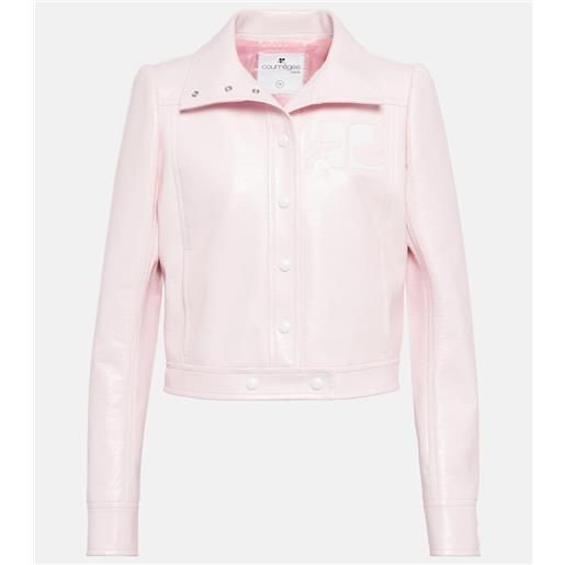 Courreges courrã¨ges giacca cropped in cotone spalmato