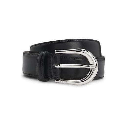 BOSS cintura in pelle italiana con fibbia arrotondata. , nero