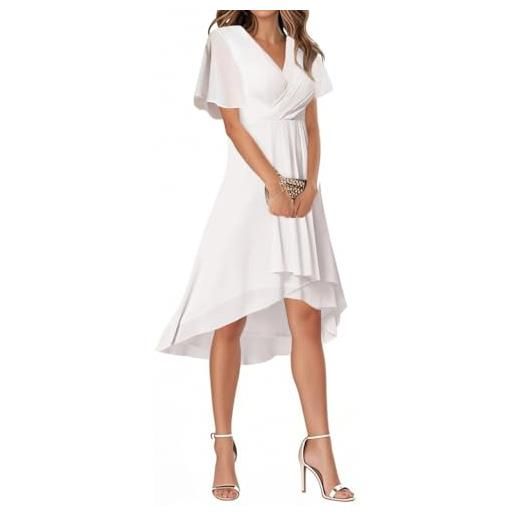 Minetom abito da ospite di nozze donna maniche a volant collo a v stile impero chiffon vestito da sera cerimonia elegante abiti da damigella a marina xxl