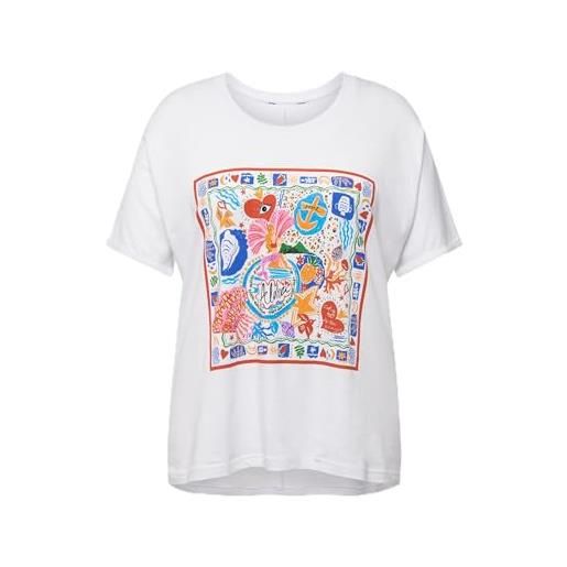 Ulla popken t-shirt dal taglio oversize con cuore, scollo a girocollo e mezze maniche bianco neve 50+ 829648200-50+