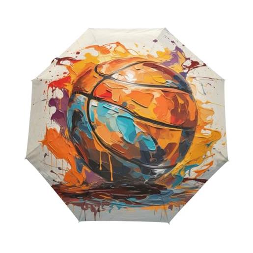 KAAVIYO basket ad acquerello arte ombrello pieghevole automatico auto apri chiudi portatile ombrelli per ragazze spiaggia donne bambini ragazzi