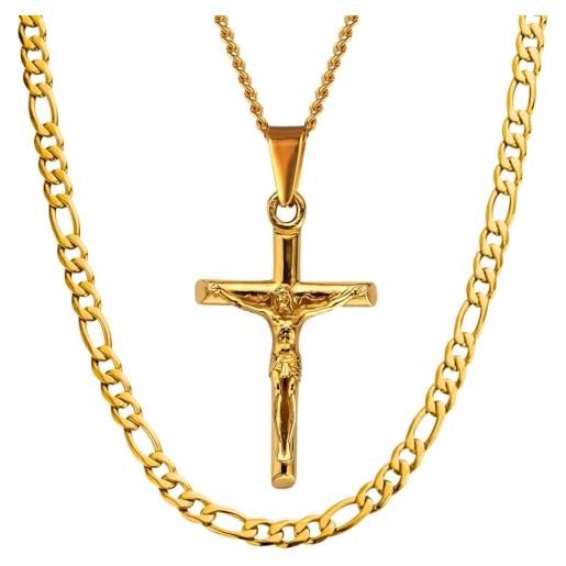 Girocollo Argento 925 Croce Ciondolo Celtica Pave' Zirconi Bianchi Collana