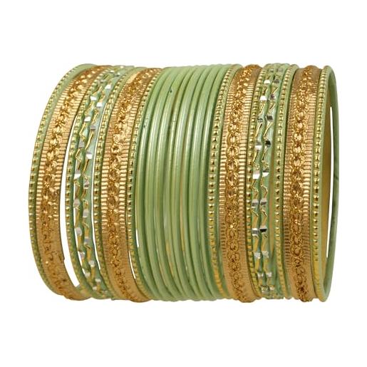 Bracciale Indiano Touchstone - Design Bollywood Floreale, In Ottone Placcato Oro/rame | Senza Chiusura, Regolabile Per Donne - Foto 11
