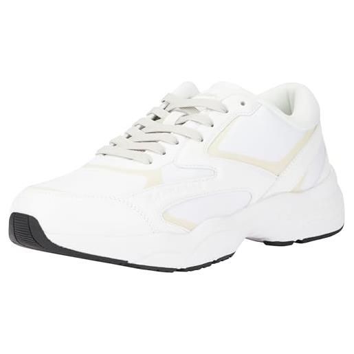 Calvin Klein uomo sneakers court retro tennis low multilayer suola grossa, bianco (b white/o mushroom), 46