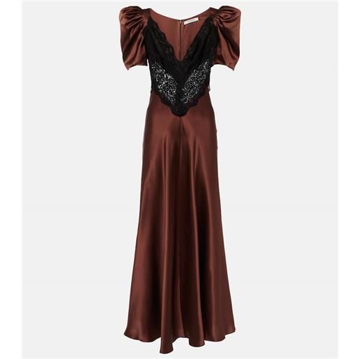 Rodarte abito lungo in charmeuse di seta e pizzo