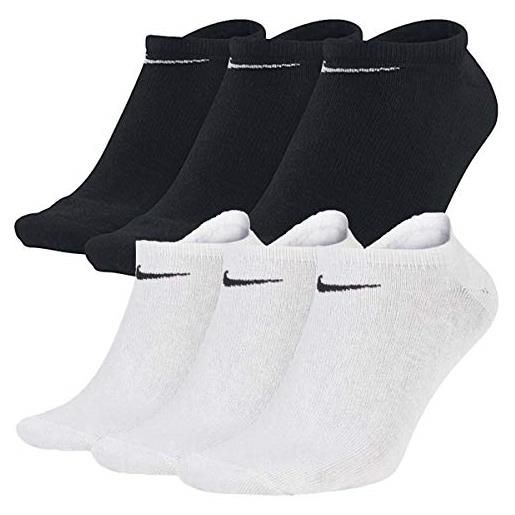 Nike calzini da sneaker, 6 paia, colore bianco, grigio, nero, da uomo, da donna, sx2554, nero/bianco, 42-46