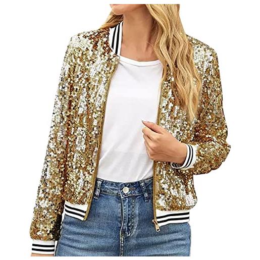 Generico abbigliamento donna elegante tinta unita donna paillettes giacca donna invernale lunga giacchetto invernale donna felpe da donna giubbotto primavera donna giacca donna sportiva giacca 2 xl donna