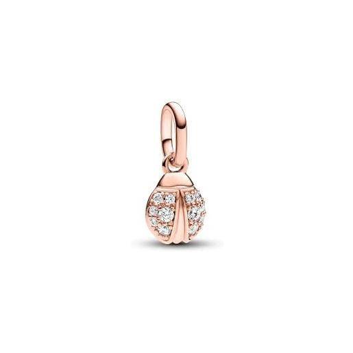 PANDORA me mini pendente con coccinella placcato in oro rosa 14 k con zirconia cubica trasparente
