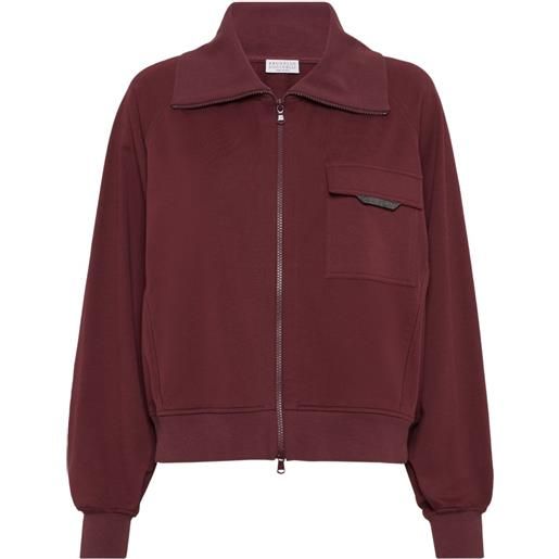 Brunello Cucinelli felpa con dettaglio monili - rosso