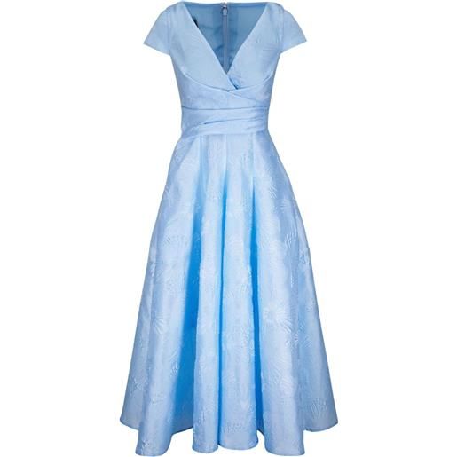 Talbot Runhof abito con ricamo a fiori - blu