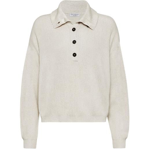 Brunello Cucinelli polo vanisé in maglia - toni neutri