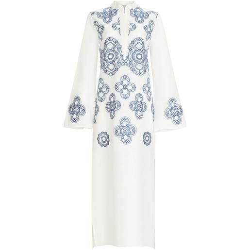 Silvia Tcherassi abito lungo con ricamo a fiori - bianco