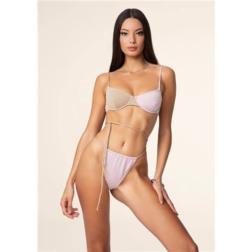Effek bikini con reggiseno in lurex oro e rosa