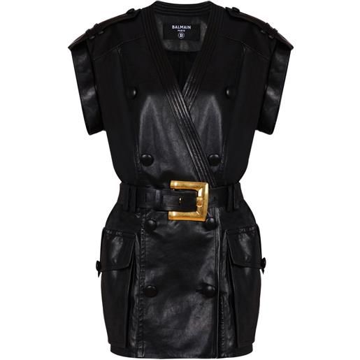 Balmain abito corto con cintura - nero
