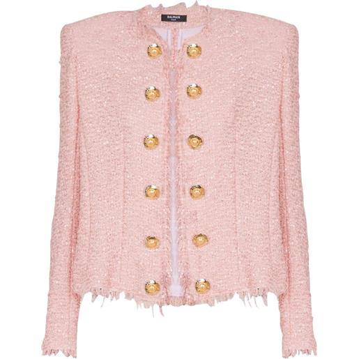Balmain giacca in tweed con paillettes - rosa