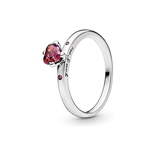 PANDORA anello con cuore rosso brillante, 52