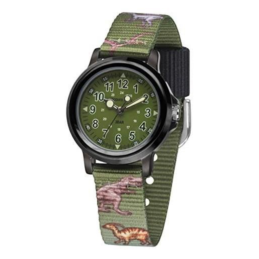 JACQUES FAREL dino ksb 989 - orologio da polso al quarzo, analogico, cinturino in tessuto, verde, verde oliva, nero, verde/nero, cinghia