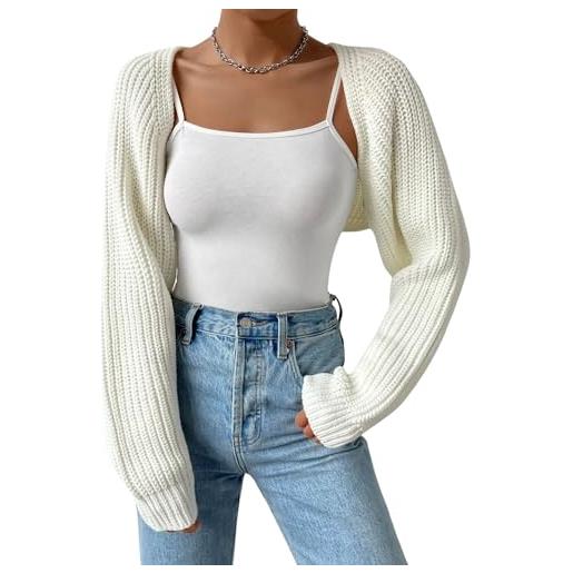 Naileksi donne manica lunga spalla goccia crop cardigan maglione solido vestibilità larga casual aperto anteriore crop coprispalle maglione top, rosa, s