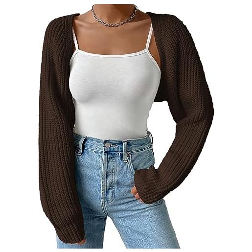 Naileksi donne manica lunga spalla goccia crop cardigan maglione solido vestibilità larga casual aperto anteriore crop coprispalle maglione top, nero, s