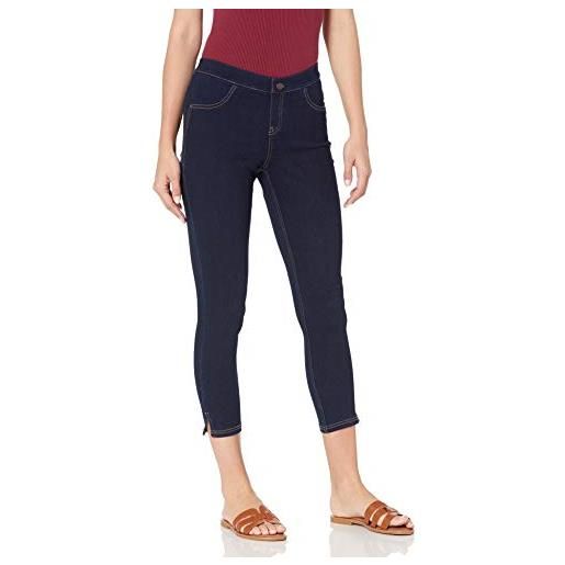 HUE side vent denim mid-rise capri calzetteria, black indigo wash, xs donna