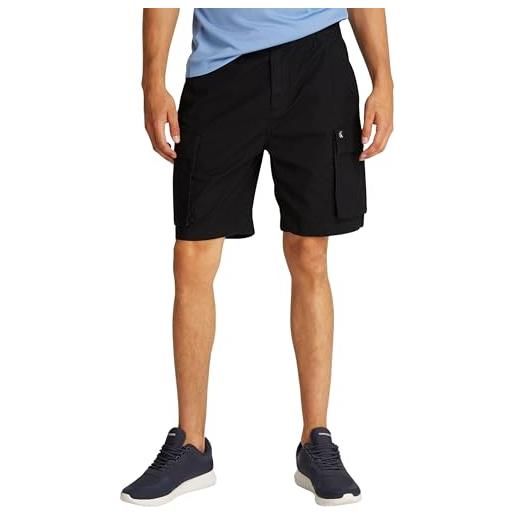 Calvin Klein uomo pantaloncini cargo washed con elastico, nero (ck black), 33w