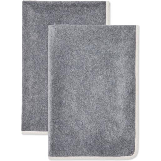 Brunello Cucinelli set di 2 asciugamani con ricamo - grigio