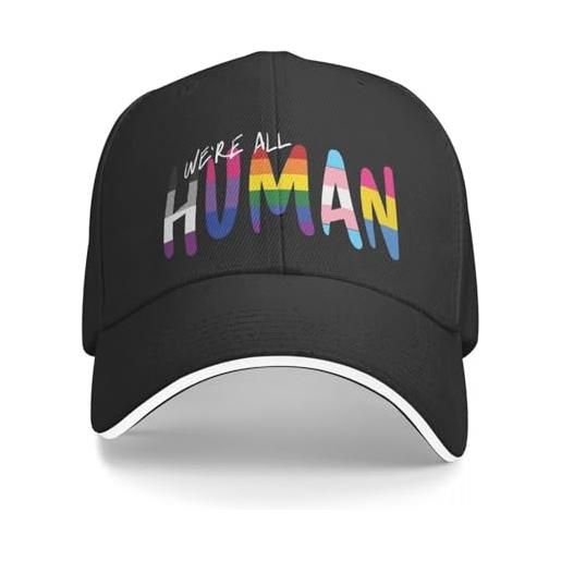 UIOPPIOS siamo tutti umani orgoglio lgbt gay love cappello multicolore berretto da donna con visiera personalizzata cappelli da ciclismo