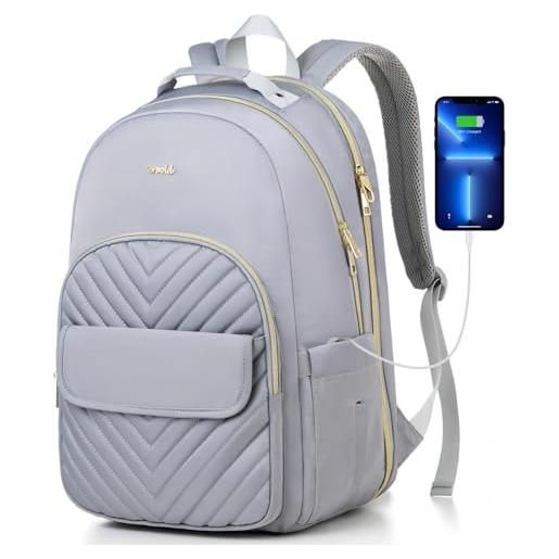 Breold zaino pc donna 15,6 pollici, zaino scuola ragazza zaino scuola media scuola superiore per studio, universitario, lavoro, ufficio con porta usb