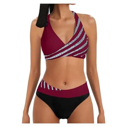 BGFIPAJG costume bagno donna pantaloncino due pezzi reggiseno imbottito piscina costumi da interi l ucidi intero mare brasiliana micro bikini hot