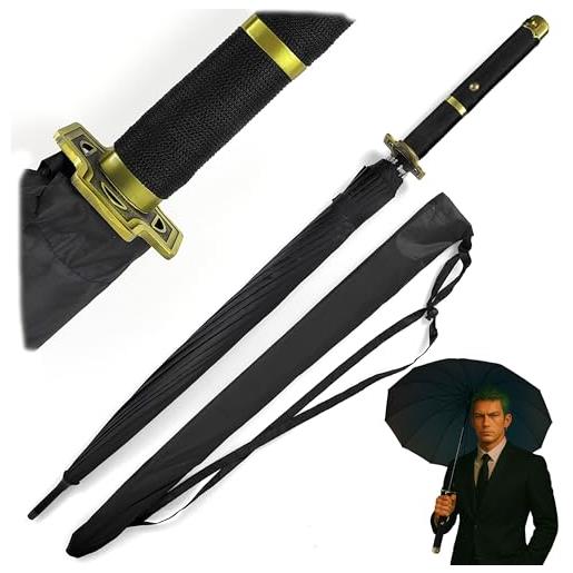Swords and more ombrello one piece, versione premium 16 k, grande katana samurai, con manico lungo (yubashiri)