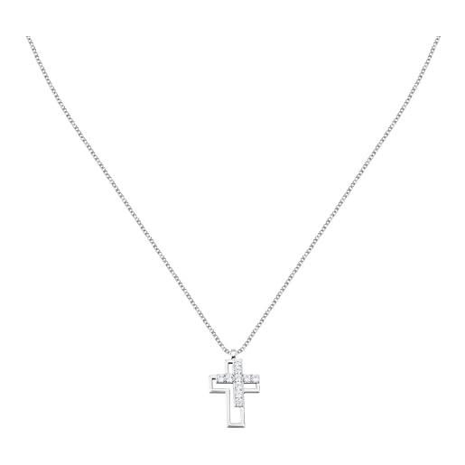Morellato collana uomo in argento 925% riciclato, croce, collezione tennis, idee regalo uomo